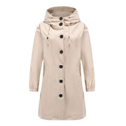 Tia | Long Button-Front Hooded Coat