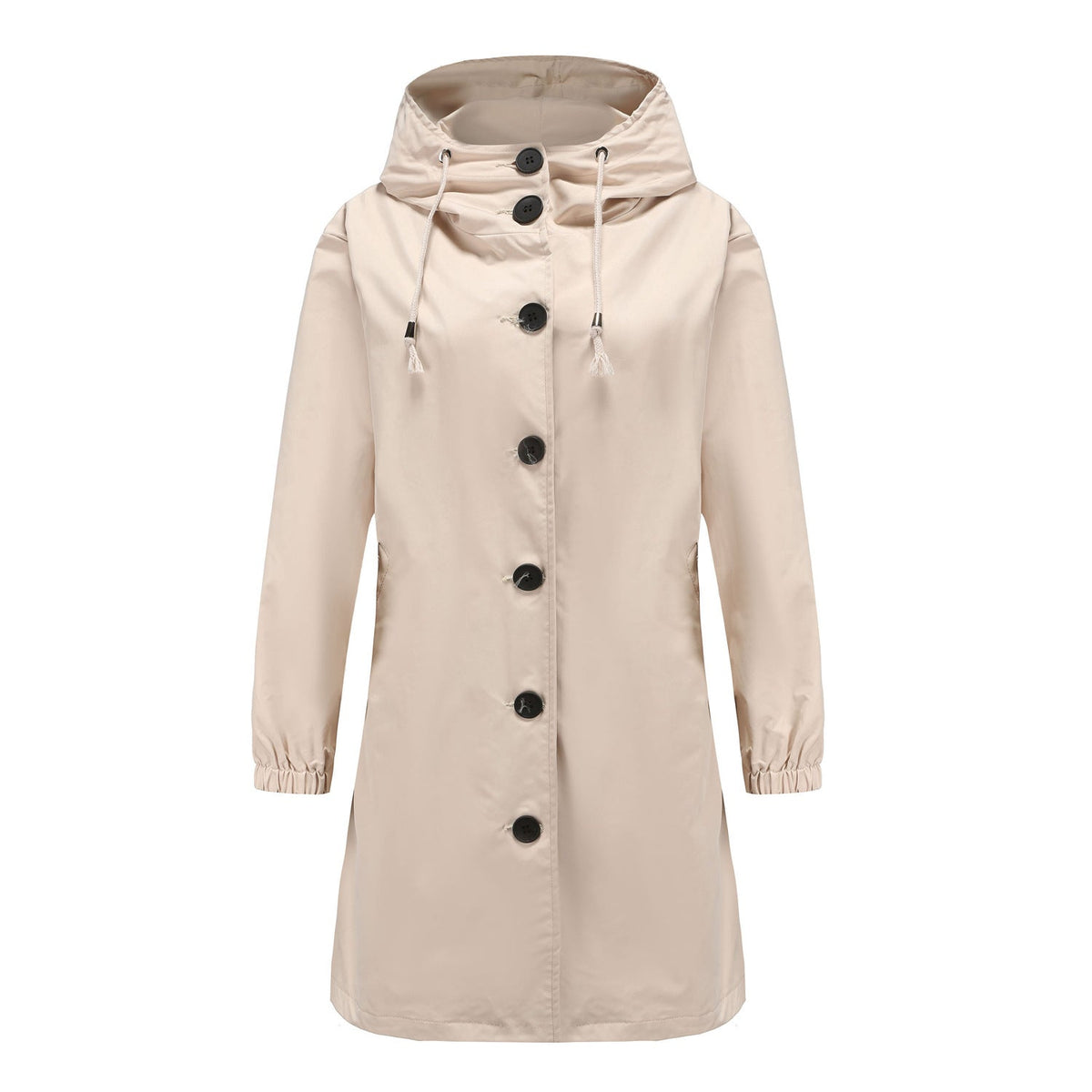 Tia | Long Button-Front Hooded Coat