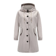 Tia | Long Button-Front Hooded Coat