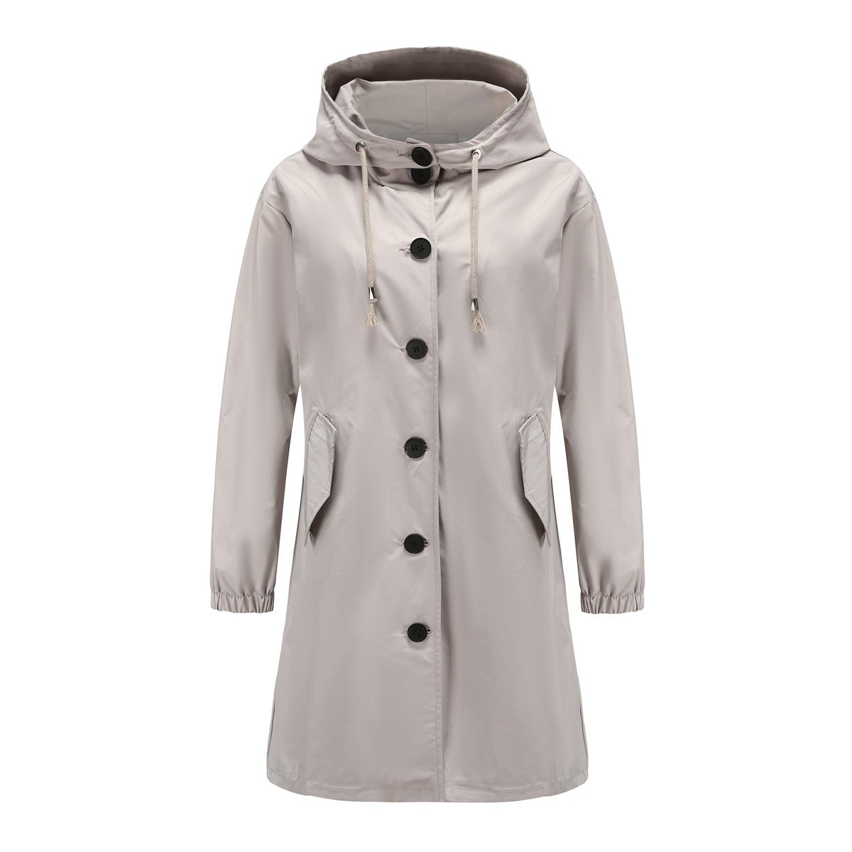 Tia | Long Button-Front Hooded Coat