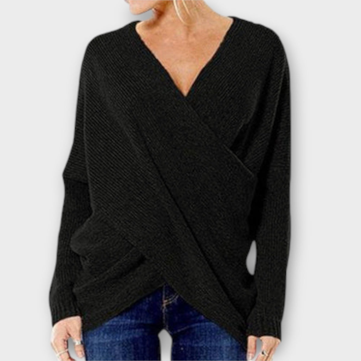 Heidi | Green Knitted Jumper With V-Neck