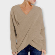 Heidi | Green Knitted Jumper With V-Neck