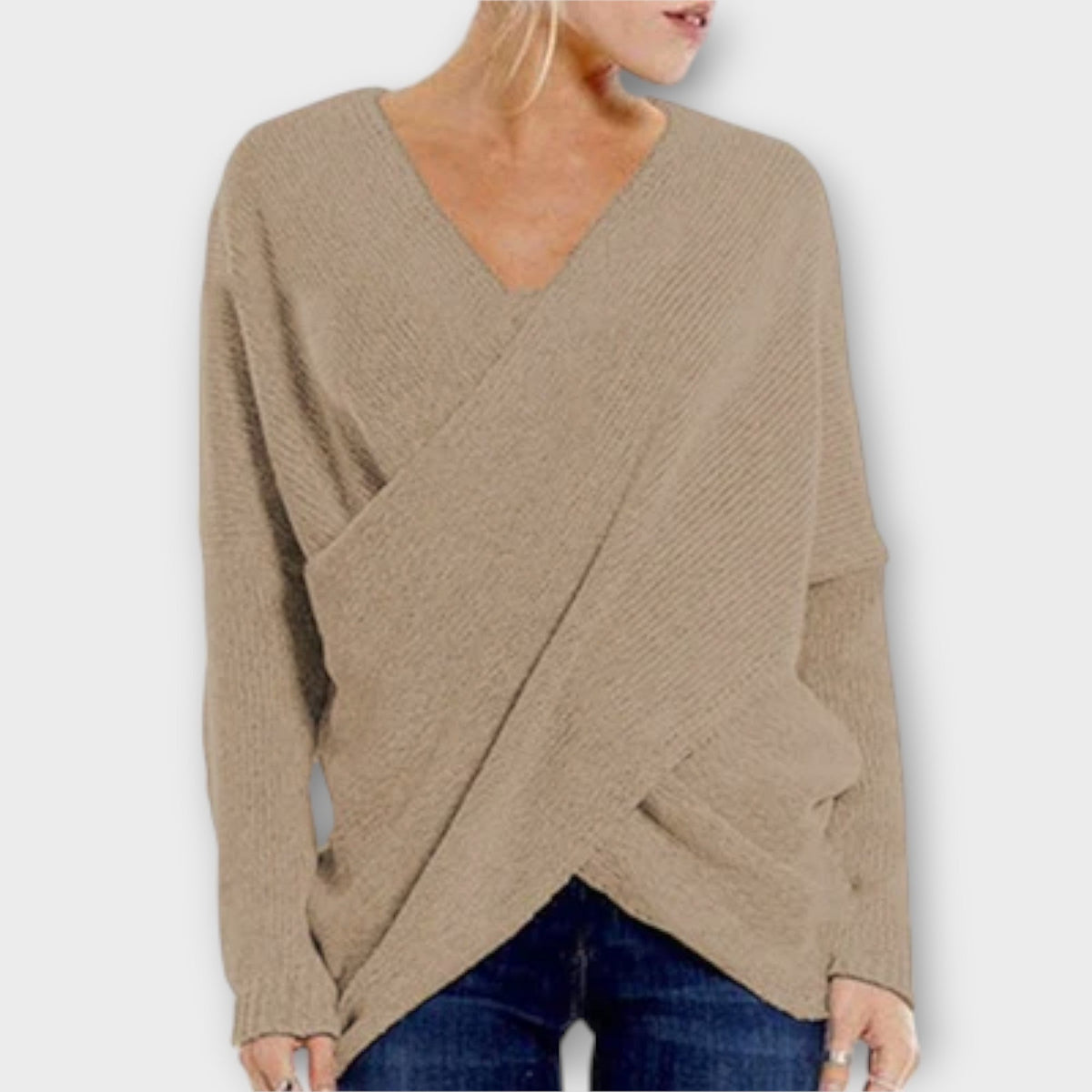 Heidi | Green Knitted Jumper With V-Neck