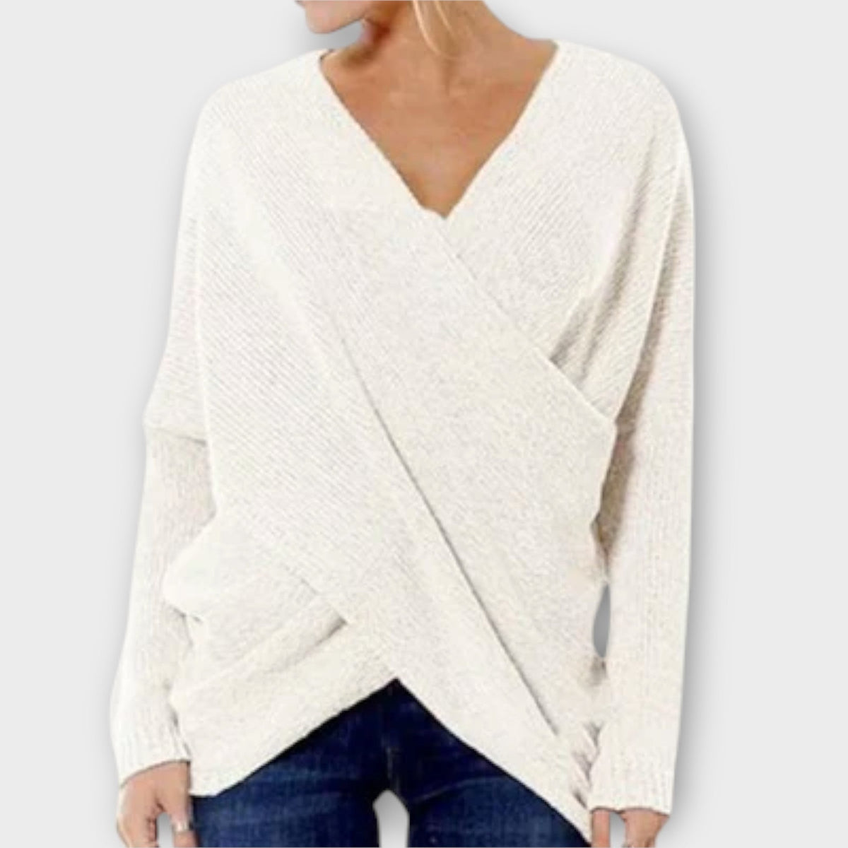 Heidi | Green Knitted Jumper With V-Neck