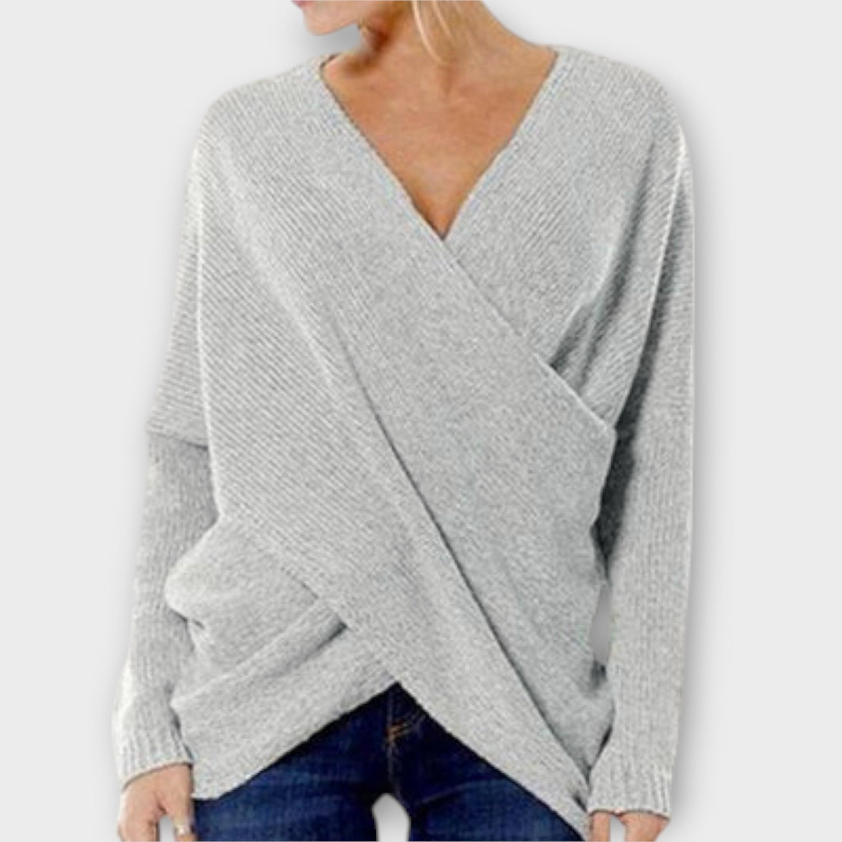 Heidi | Green Knitted Jumper With V-Neck
