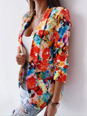 Grainne | Multicolour Floral Open-Front Blazer in Pink