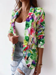 Grainne | Multicolour Floral Open-Front Blazer in Pink