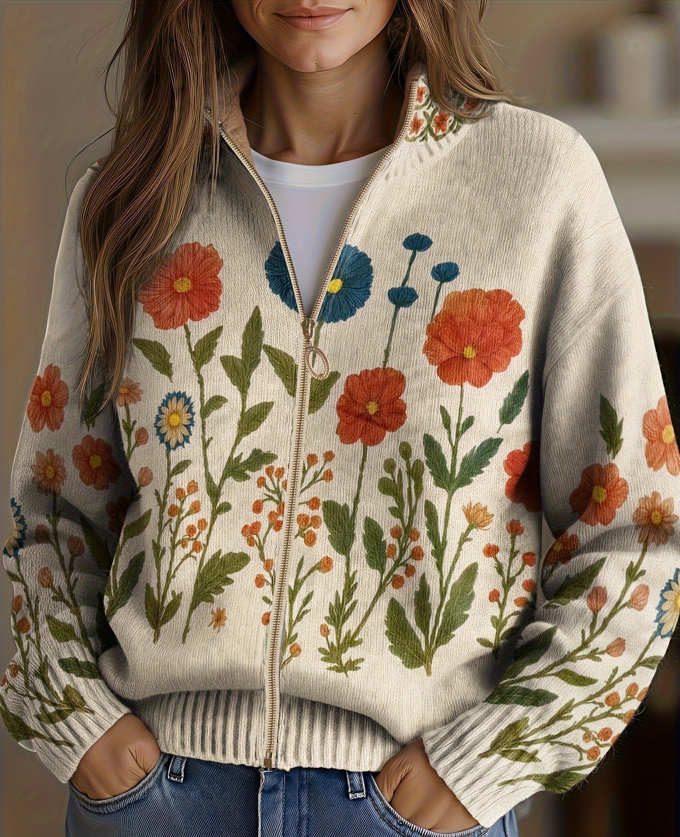 ANGELA | WILDFLOWER ZIP CARDIGAN