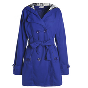 Siobhan | Hooded Double-Breasted Belted Wool Coat in Red