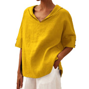Roshanda | Wide-Collar Short-Sleeve Blouse