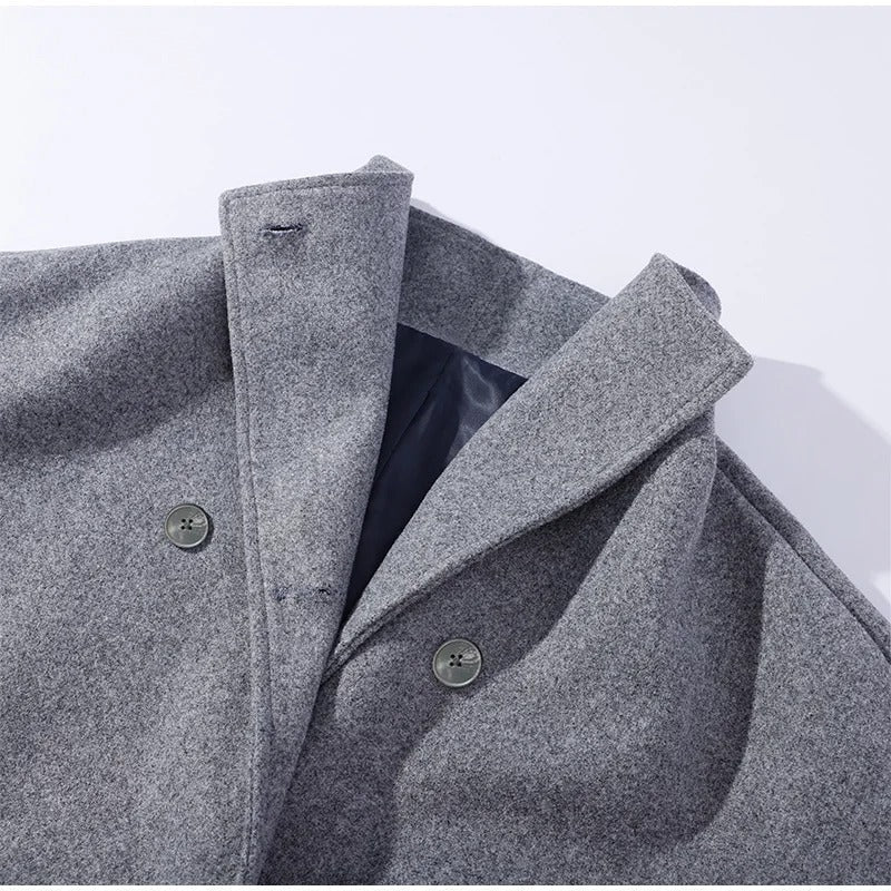 Ceridwen | High-Neck Double-Breasted Wool-Blend Coat